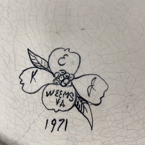 . Vintage 1971 Weems, VA Hand Painted Plate - Homestead House Scene #4347 171th - Picture 6 of 7